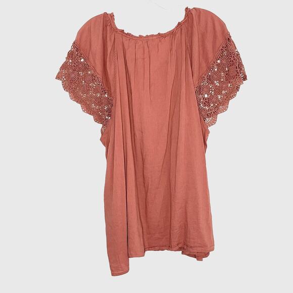 Old Navy Crochet Top Womens Size XXL Mauve Pink Boho Tassle Shirt Viscose Blend - Picture 2 of 6